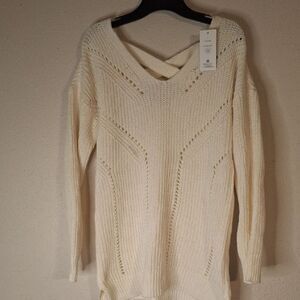 Pink Rose Elegant Cream Knit Sweater size small NWT